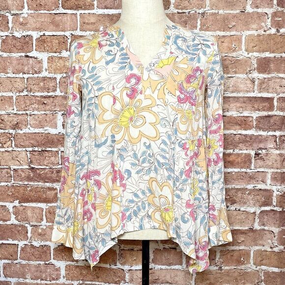 Anthropologie Maeve Womens Rayon Floral Swing Blouse Size 6 Bohemian Spring‎ - Picture 1 of 10